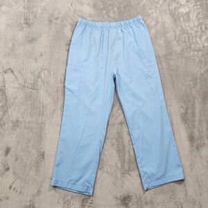 Work Ready Pants Womens L Blue Cargo Pull On Elastic Waist Pockets Stretch Twill